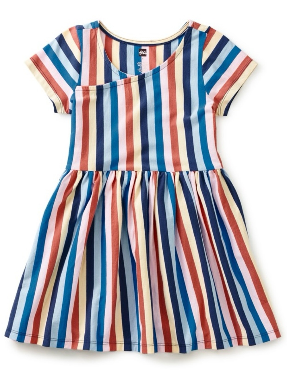 Tea Collection Colorful Stripe Short Sleeve Wrap Neck Dress